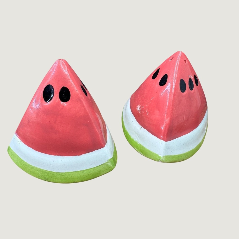 LOOMCO 1993 Watermelon Slice Salt & Pepper Shakers Ceramic‎ Vintage